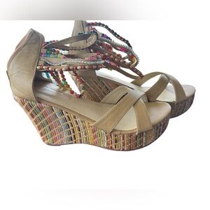 Get more Beauty beaded platform wedge 9
